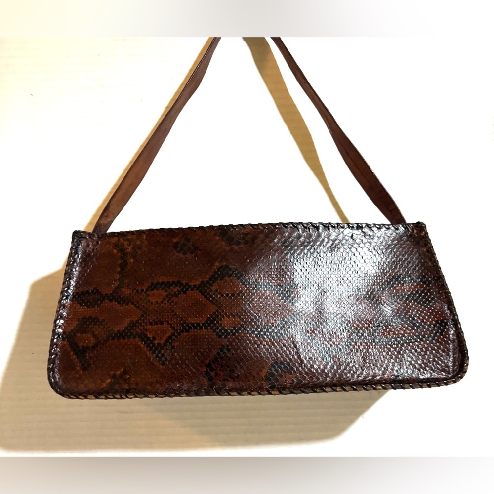 Vintage Brown Snake-skin leather with Shoulder Strap - Picture 1 of 6